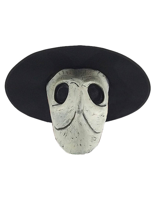 Vue de face du masque de médecin de peste