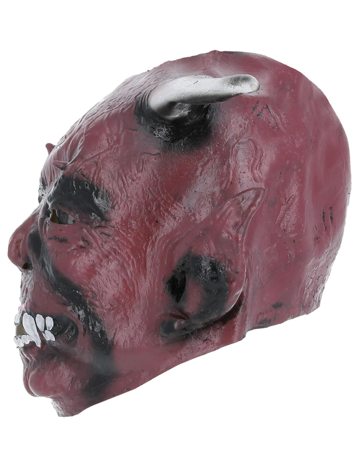 Vista de perfil da máscara de demónio com cornos halloween