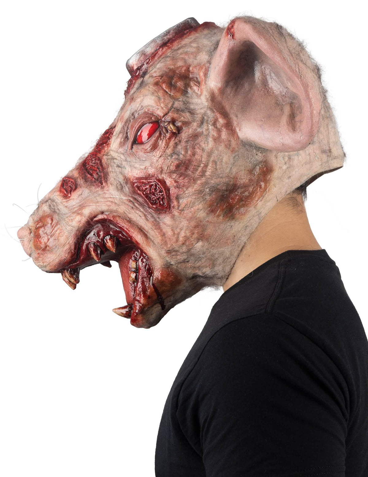 Masque intégral rat de laboratoire pour adulte gris et ensanglanté