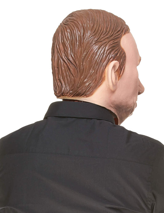 Vue de dos et de profil du masque humoristique en latex Vladimir pour adulte