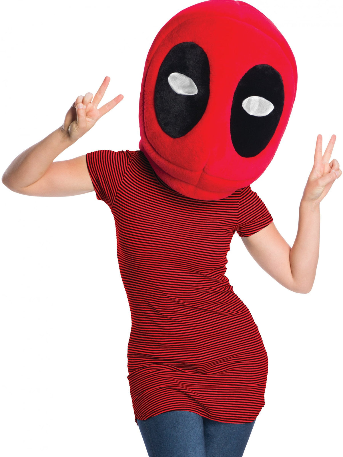 Masque mascotte Deadpool pour adulte rouge et noir en peluche