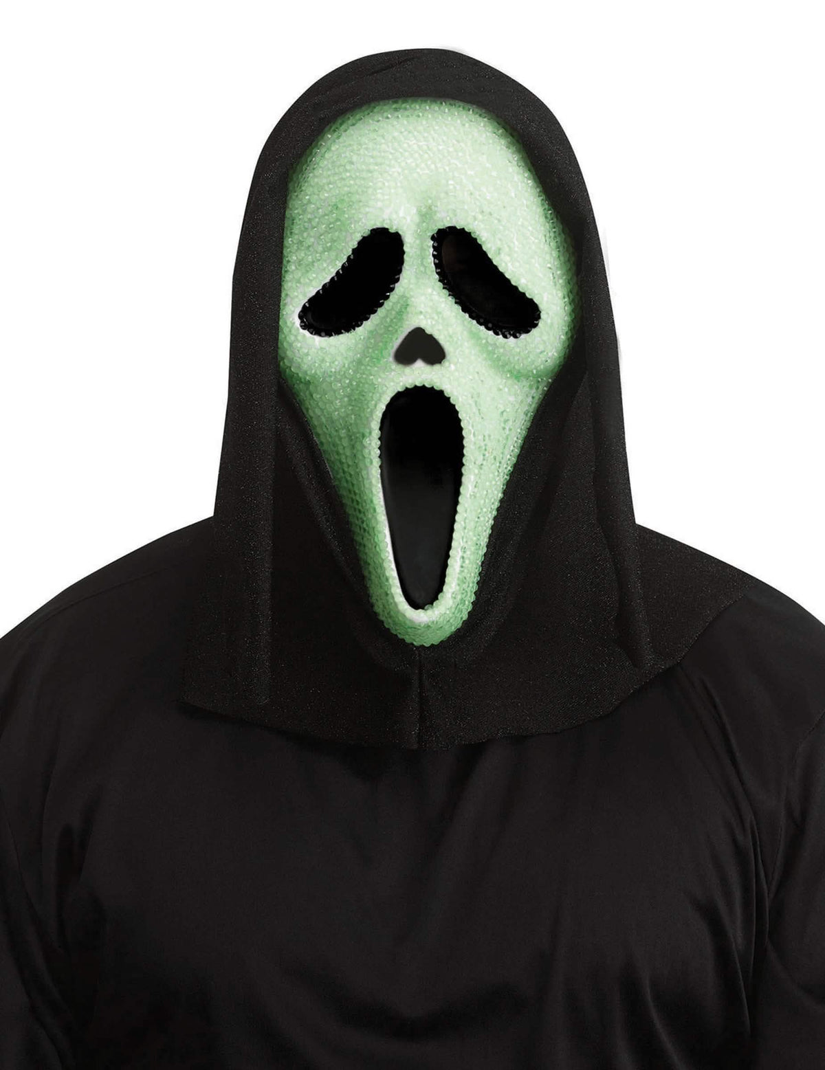Masque Scream™ pour adulte phosphorescent à strass vert