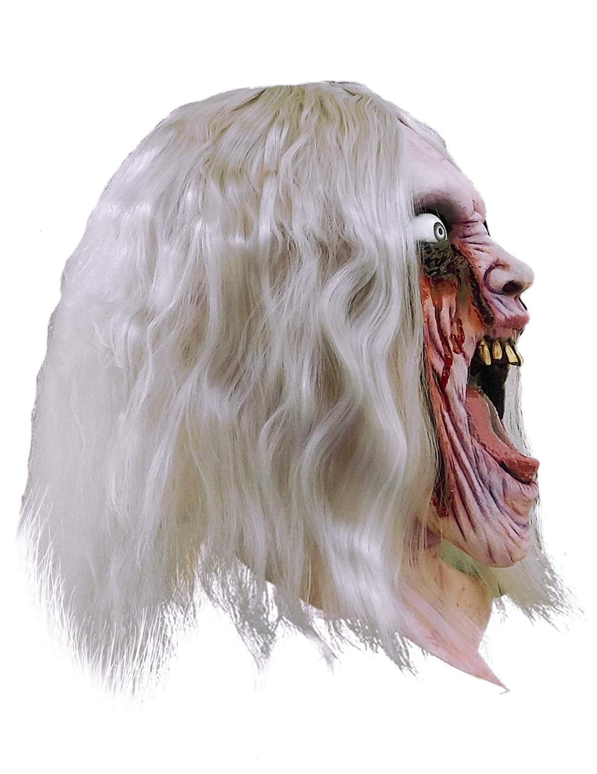 Vista de perfil da máscara zombie ensanguentada de halloween