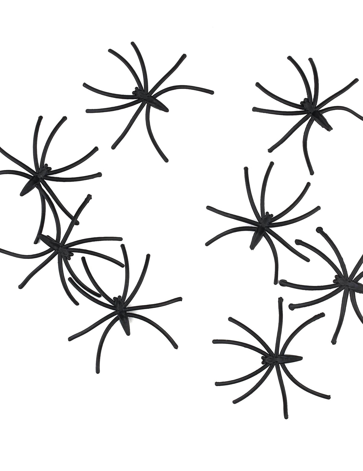 Vue rapprochée des mini araignées décoratives noires en plastique