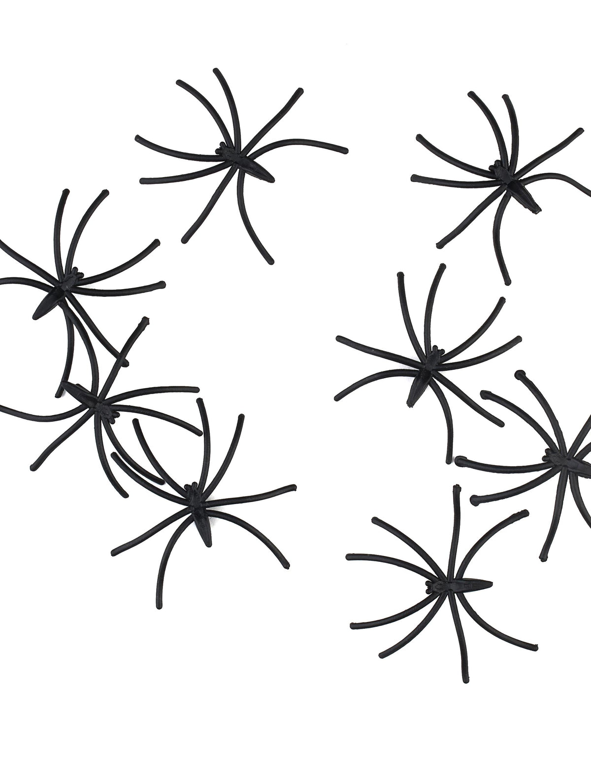 Vue rapprochée des mini araignées décoratives noires en plastique