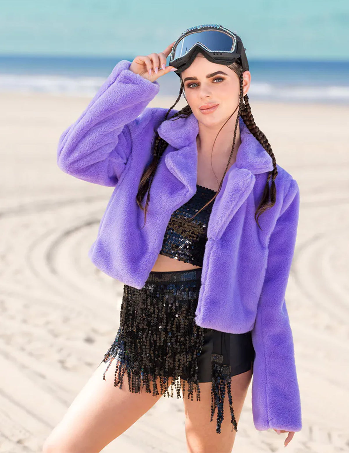 Look de festival du mini top à sequins pour femme noir