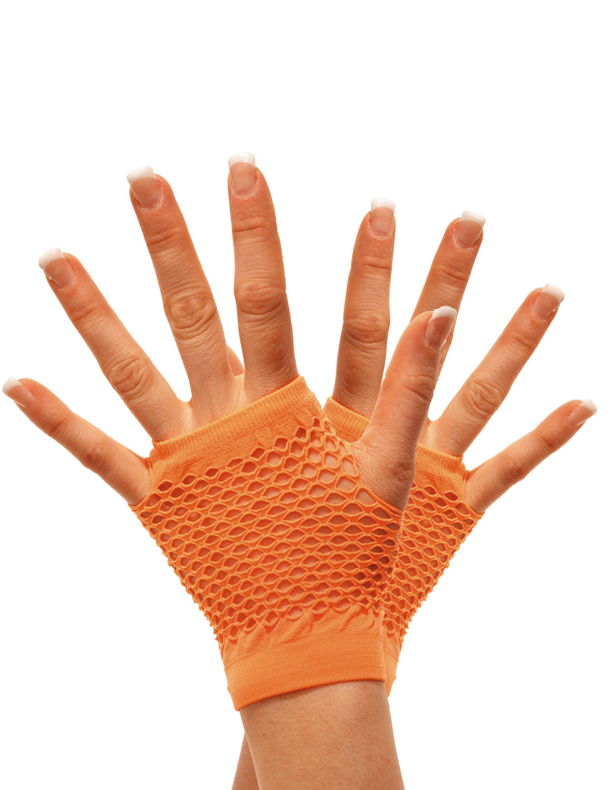 Mitaines courtes résille pour adulte orange