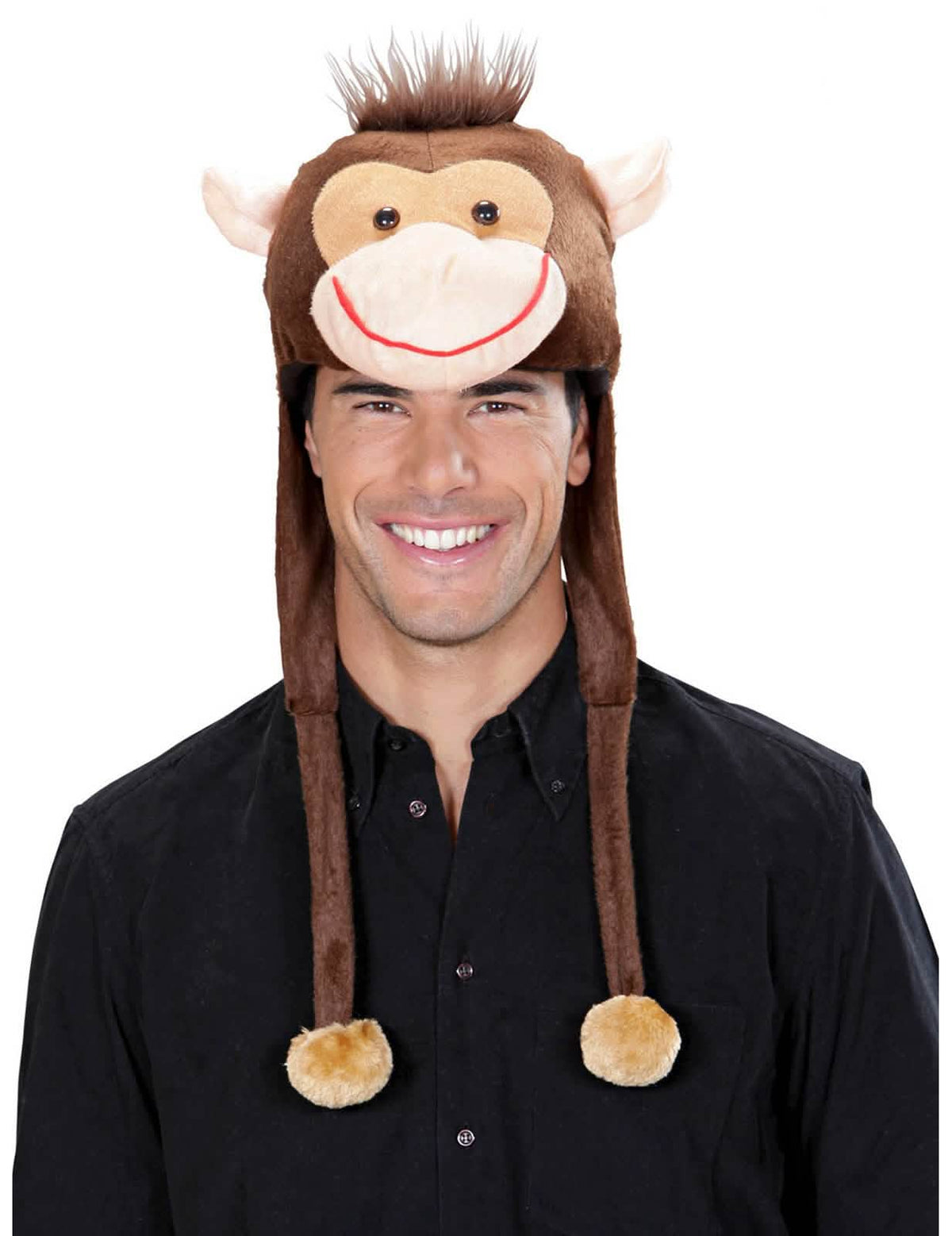 Boné em peluche macaco para adulto castanho e bege