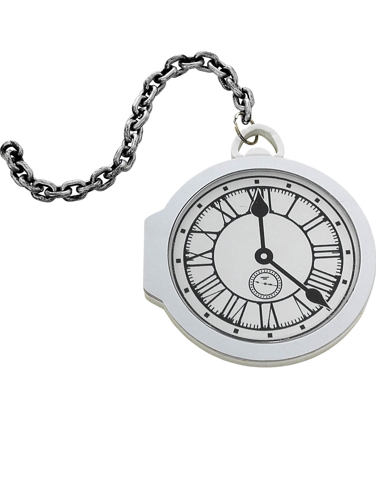 Relógio de bolso branco para adulto com corrente prateada
