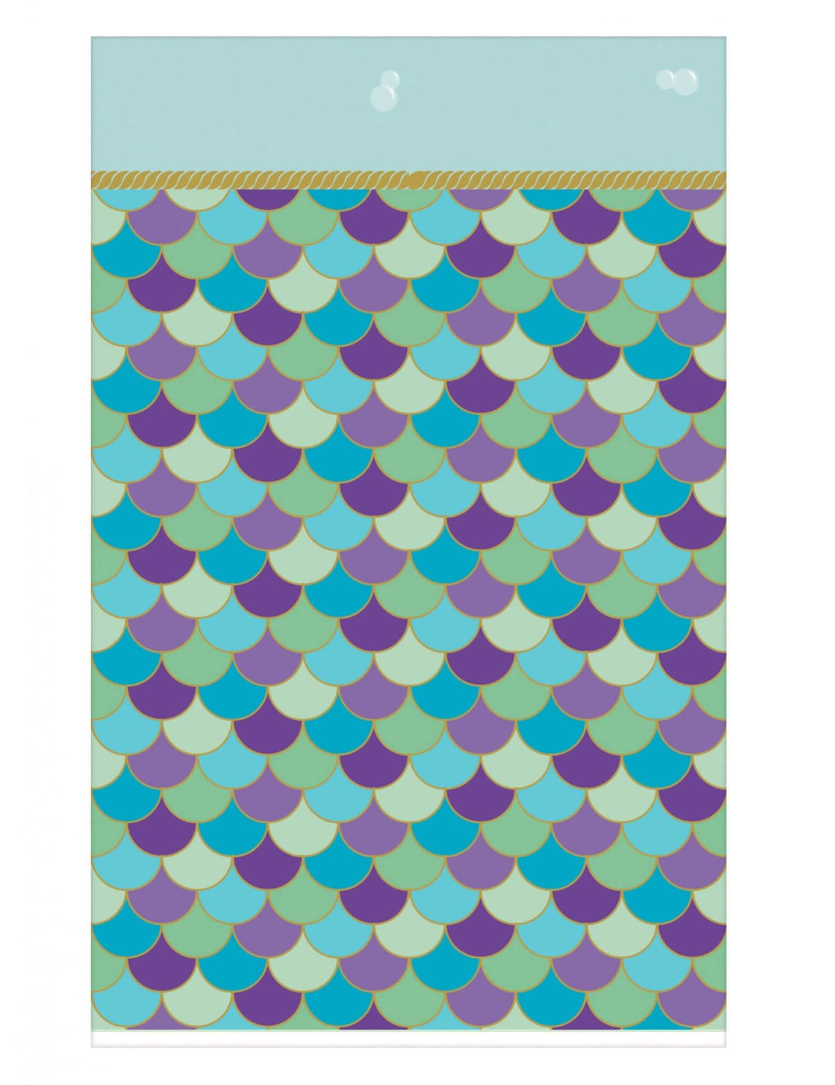 Toalha de mesa de papel com sonho de sereias com padrão de escamas azul e roxo