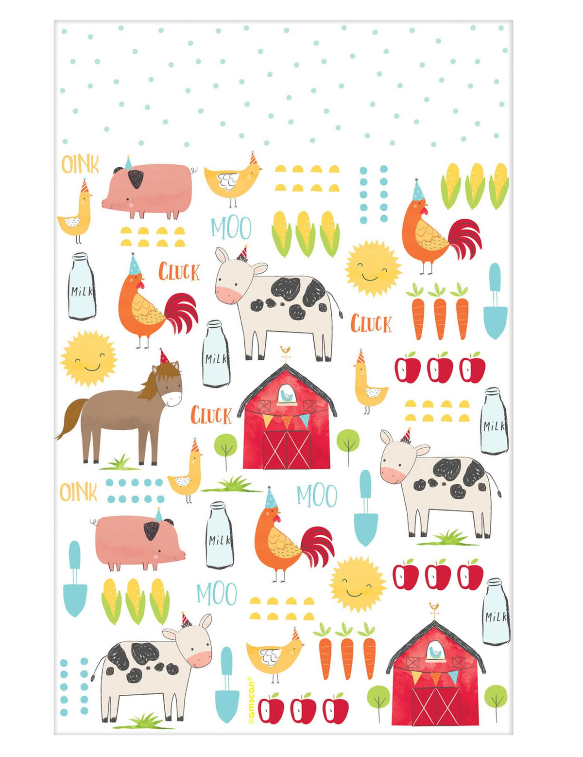 Toalha de mesa de plástico da quinta para criança com decoração de animal ilustrados multicoloridos