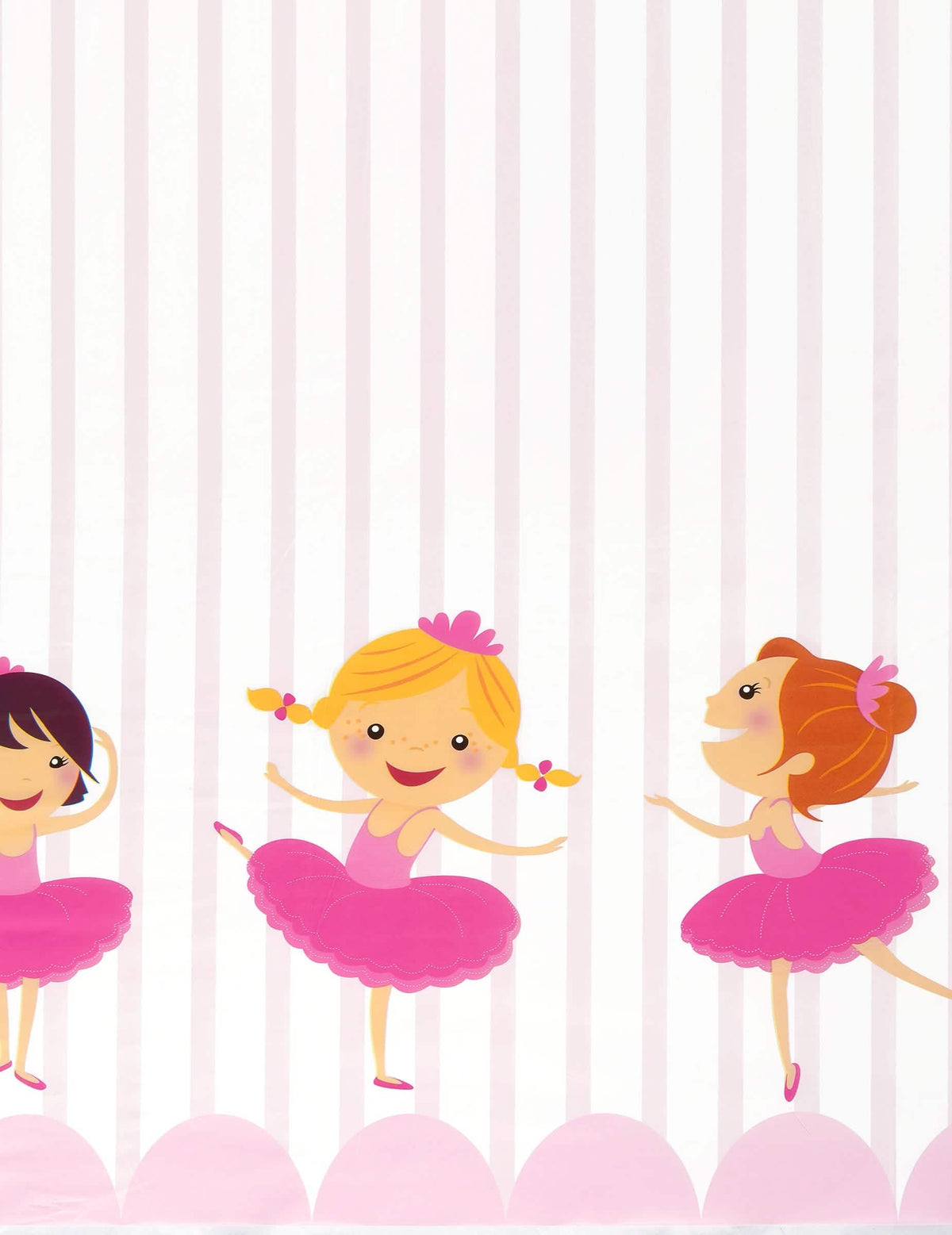 Grande plano das ilustrações de bailarinas da toalha de mesa de plástico tema dança
