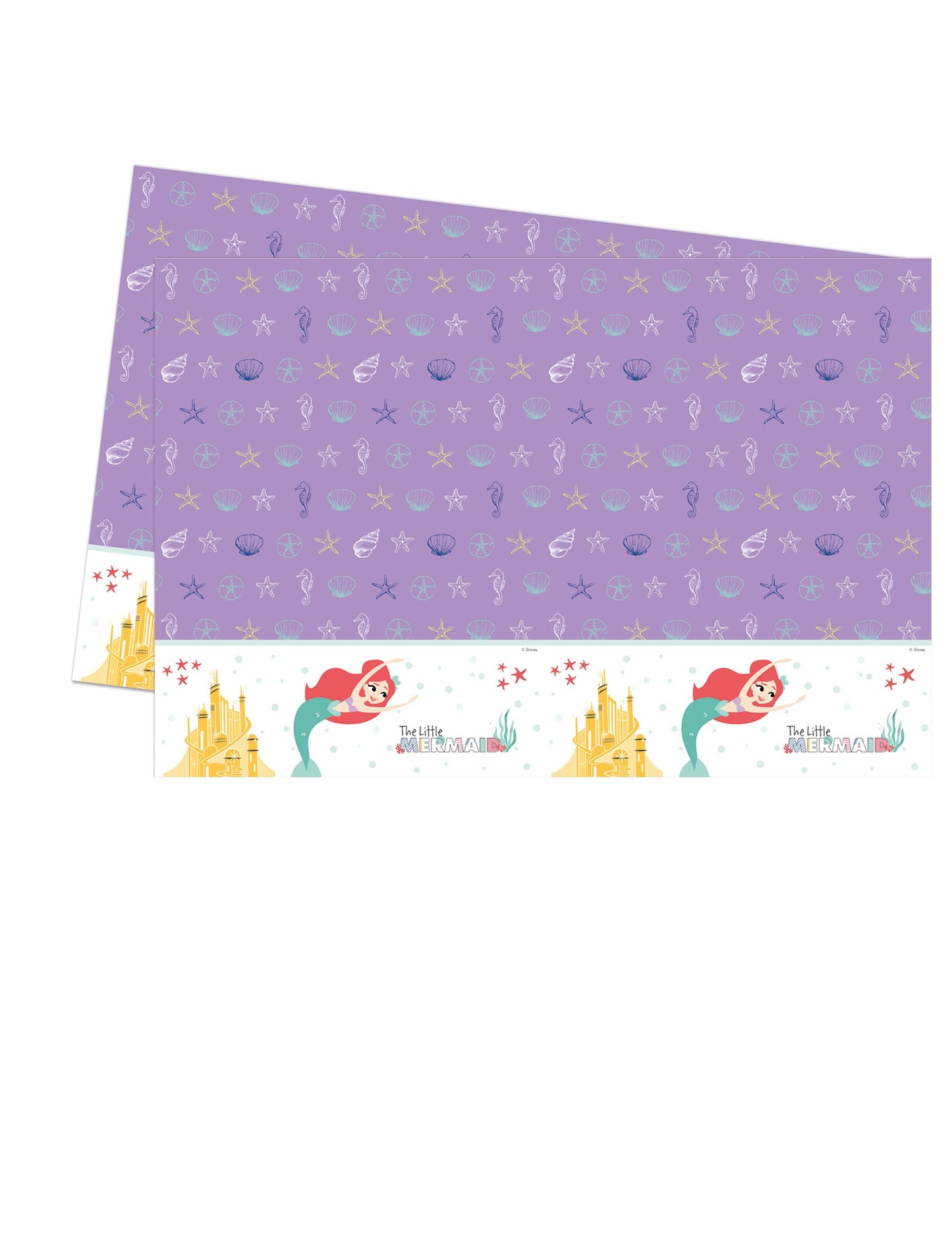 Nappe en plastique premium Ariel pour enfant violette avec bordure blanche et motifs marins