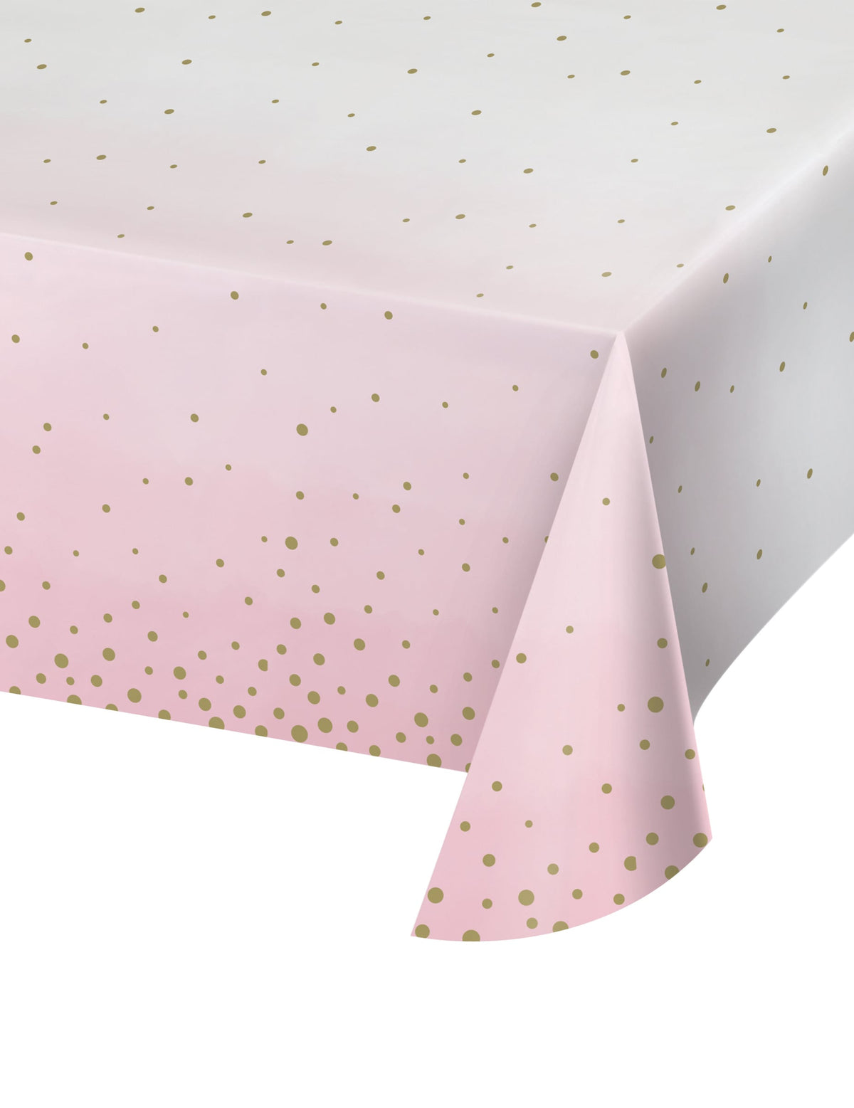 Nappe en papier pois dorés pour baby shower rose et blanche