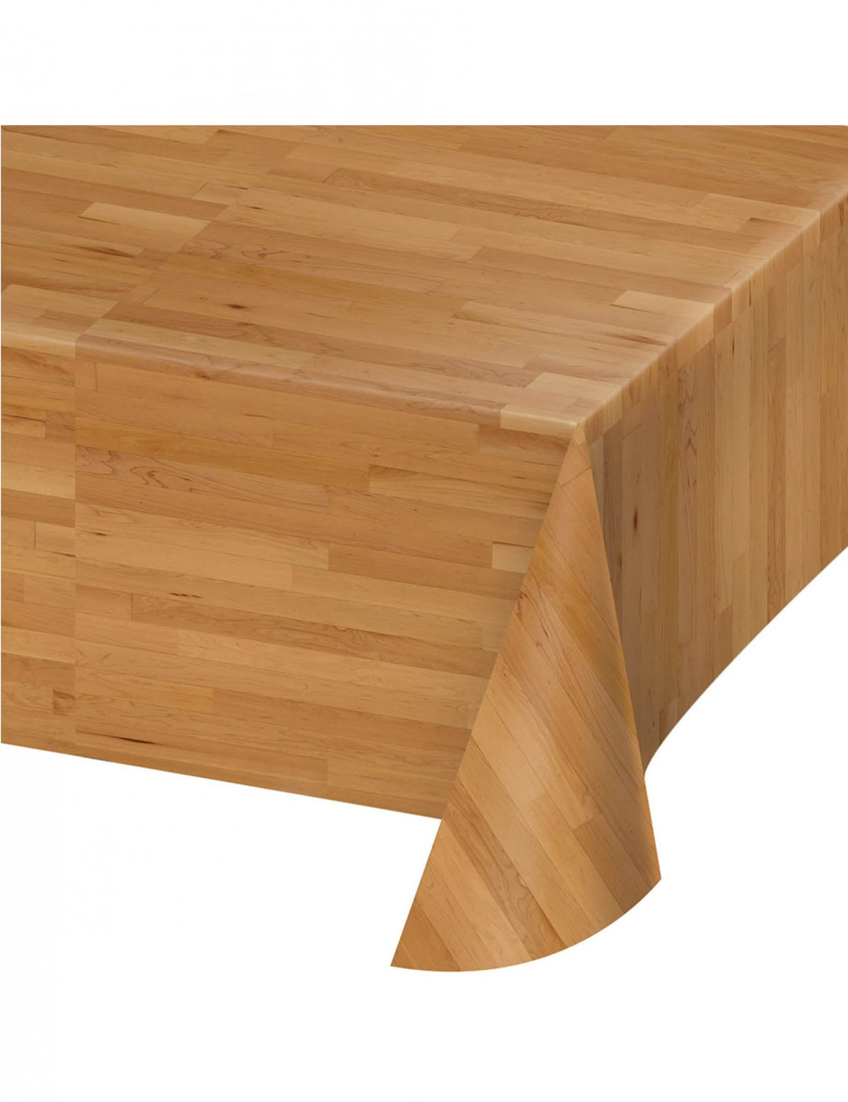 Toalha de mesa de plástico campo de basquetebol castanho efeito parquet de madeira