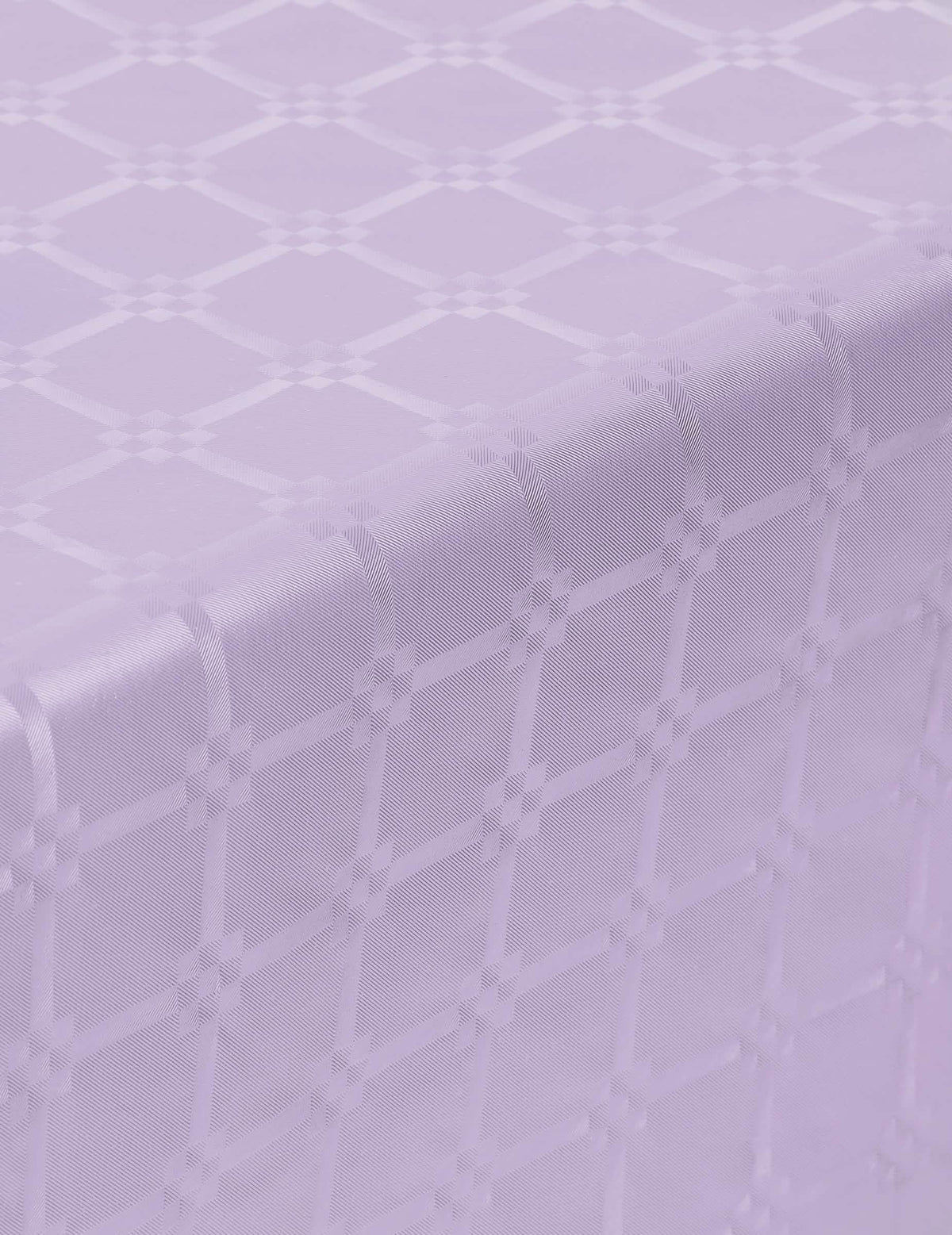 Detalhe do motivo da toalha de mesa em rolo de papel damasco lilás espesso
