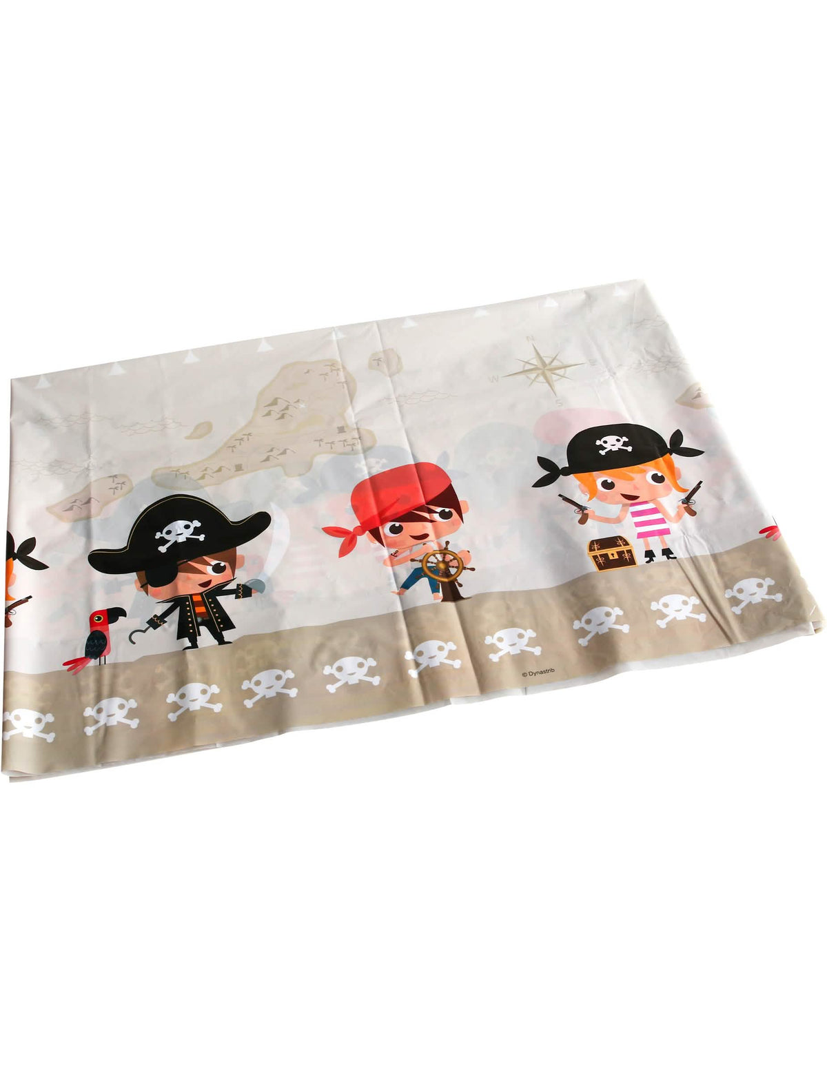 Toalha de mesa de plástico Pirata para criança bege com padrões ilustrados