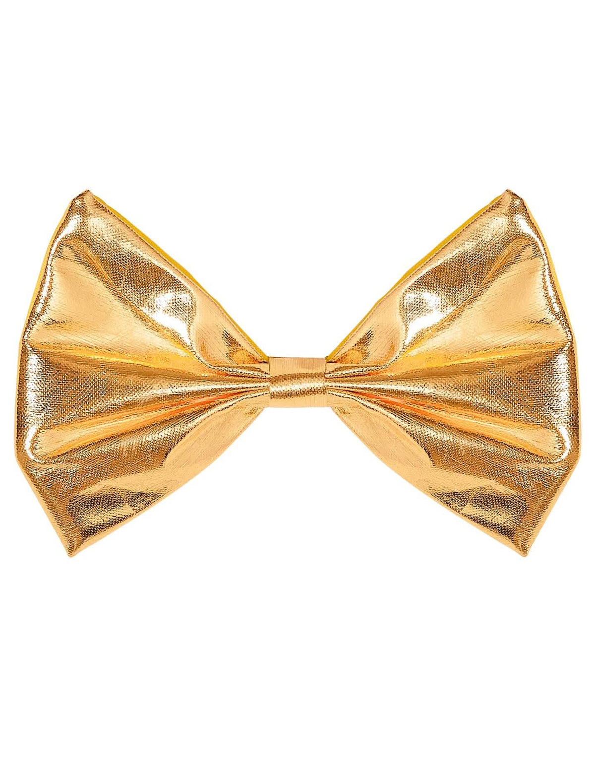 Vista frontal dos laços papillon dourado para adulto