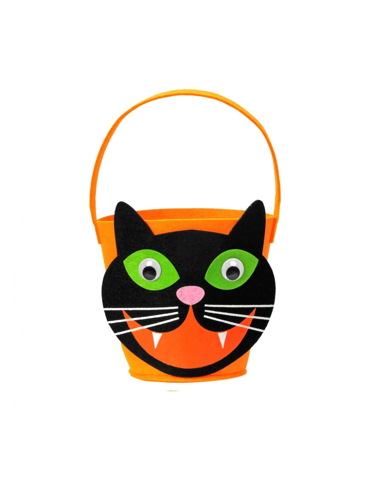Cesto cabeça de gato para criança preto e cor de laranja