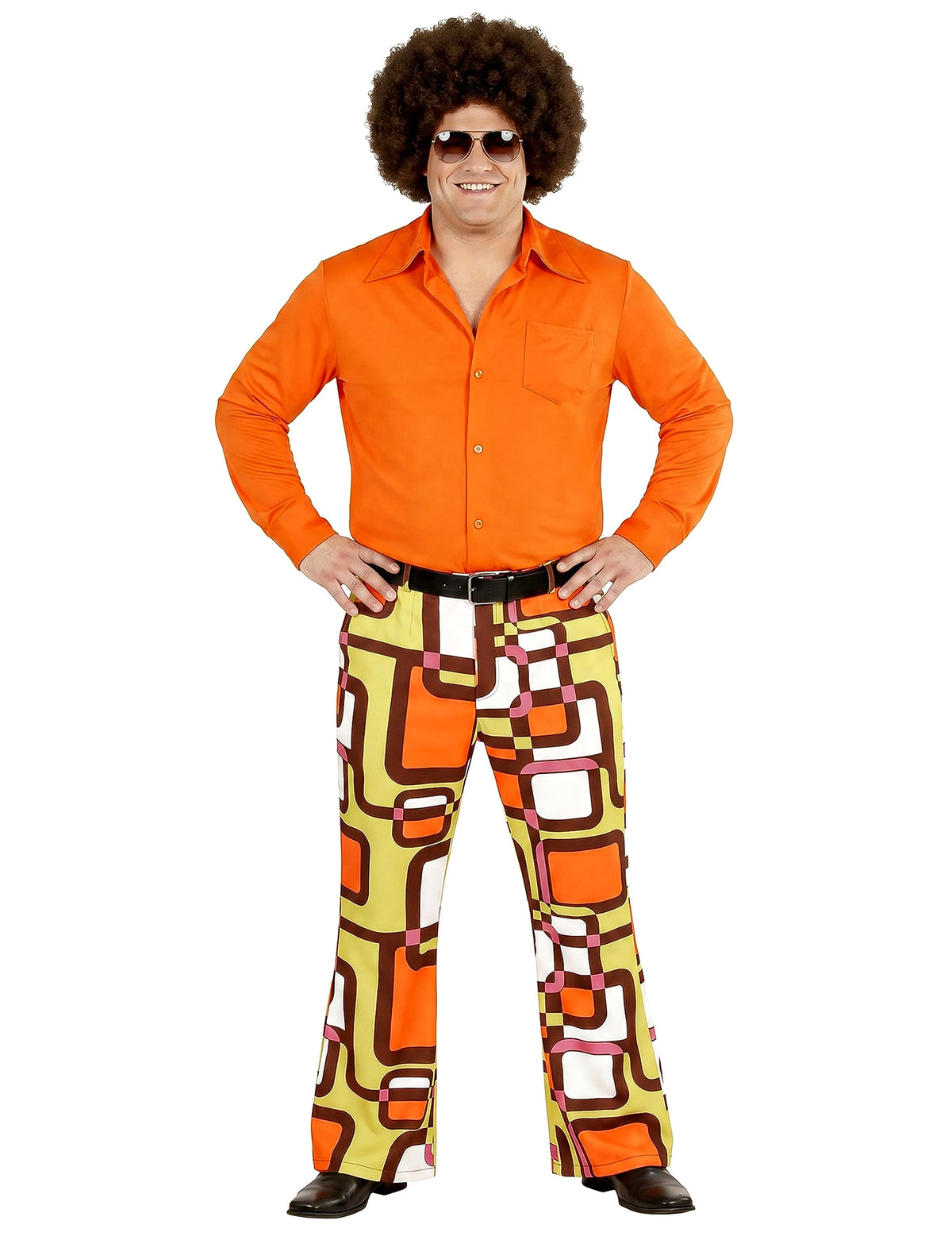 Calças groovy geométricas anos 70' homem