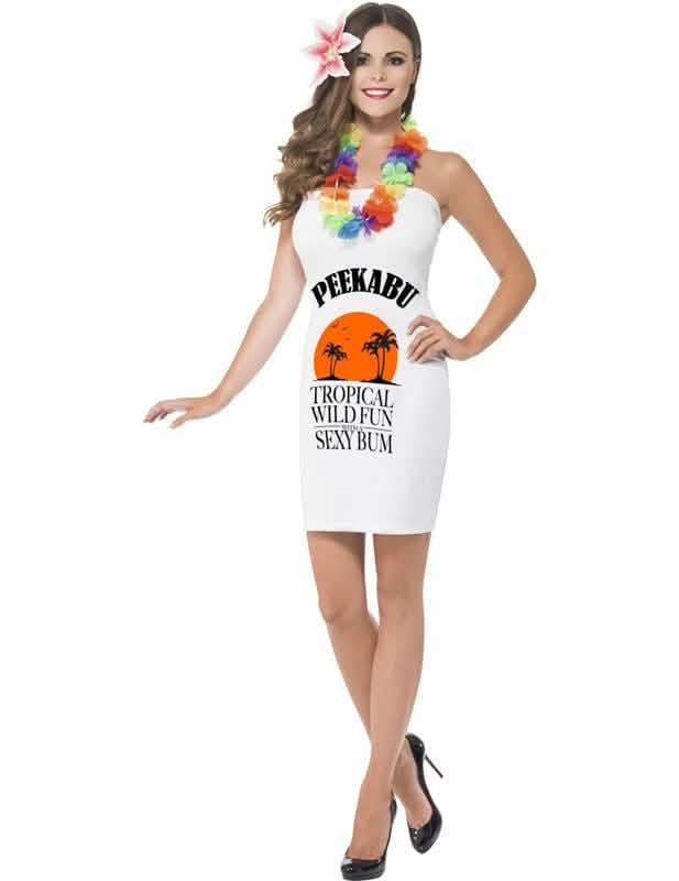 Fato PeekabuRhum das Caraíbas para mulher branco e preto