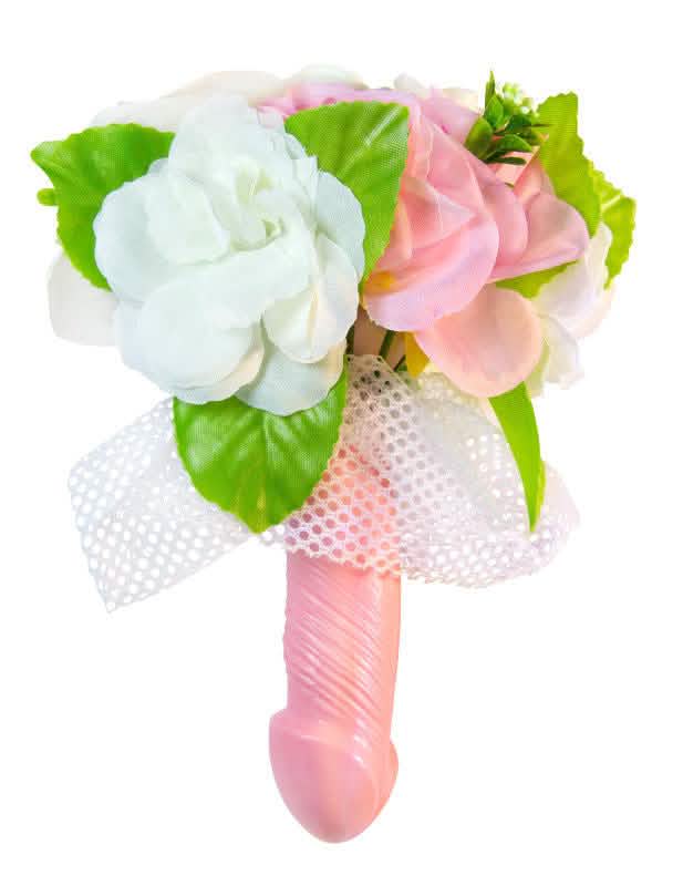 Bouquet de casamento pénis para adulto cor de rosa e branco