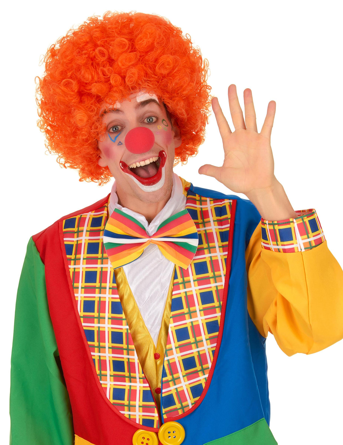 Vue de face de la perruque de clown pour adulte