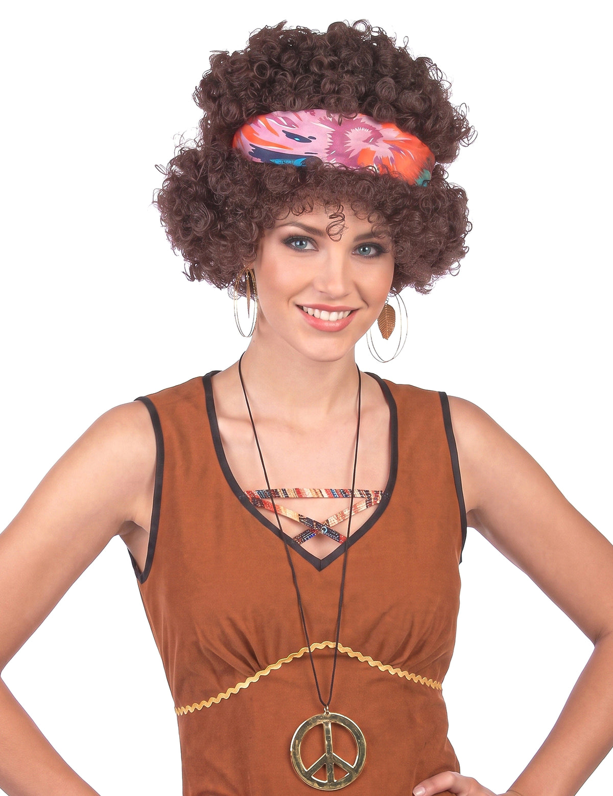 peruca afro hippie castanha - 130 g
