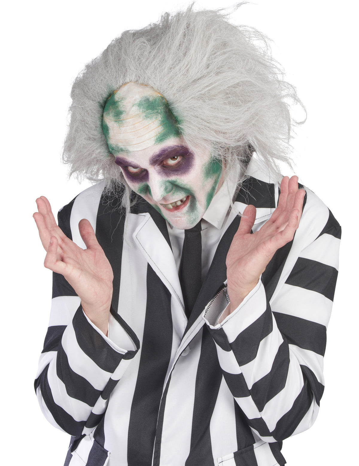Peruca Beetlejuice™ adulto branca e cinzenta desgrenhada