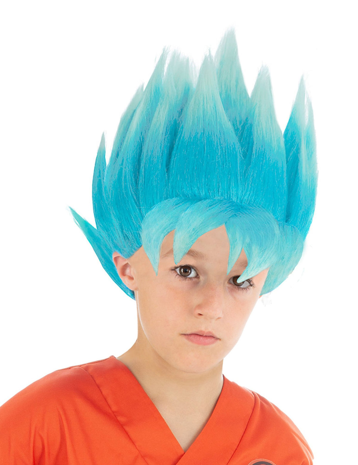 Perruque Goku Saiyan Super Dragon ball™ pour enfant bleue à pointes