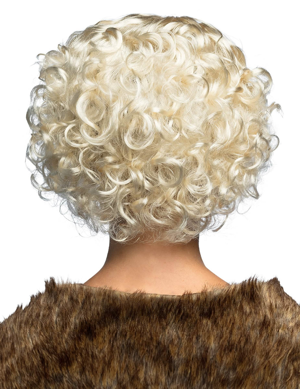 Vue de dos de la perruque blonde platine pour femme