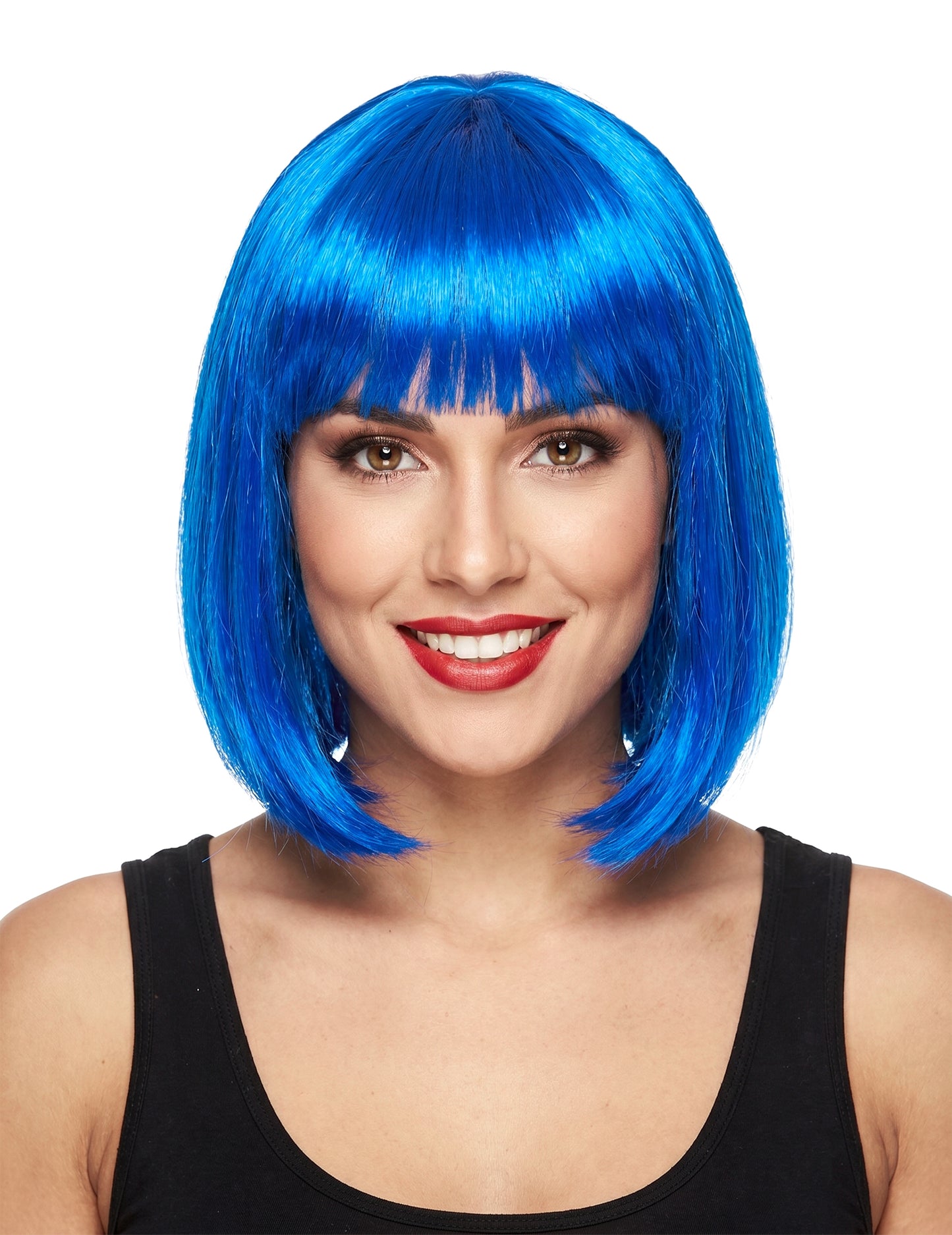Peruca semi-longa azul para mulher