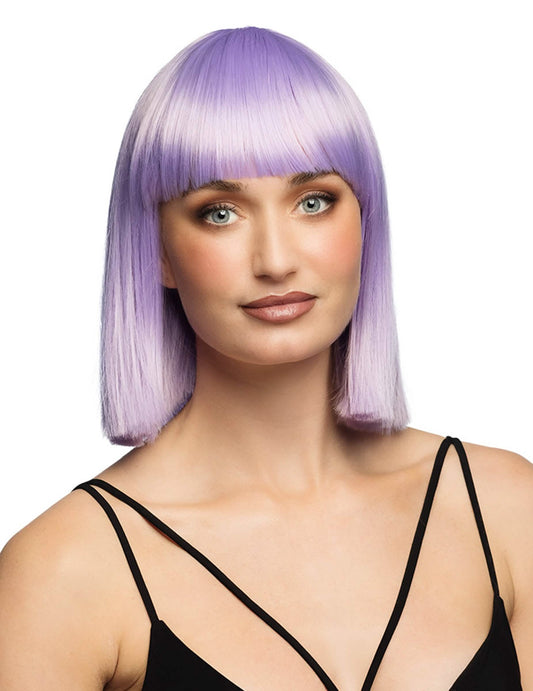 Peruca lisa lilás pastel luxuosa para adulto