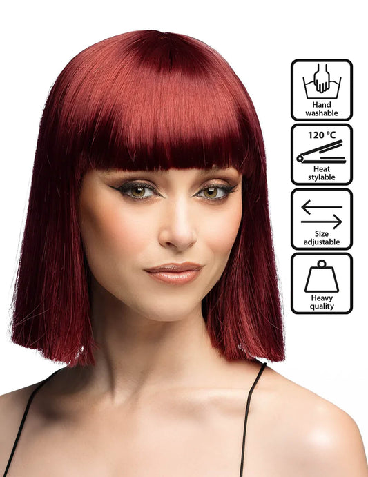 Peruca modelável corte bob auburn luxo mulher