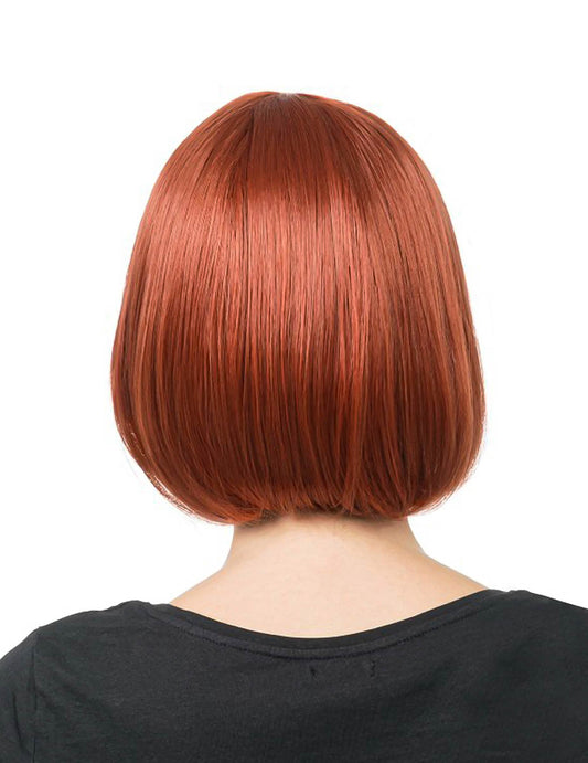 Peruca de corte chanel ruiva auburn luxo para mulher