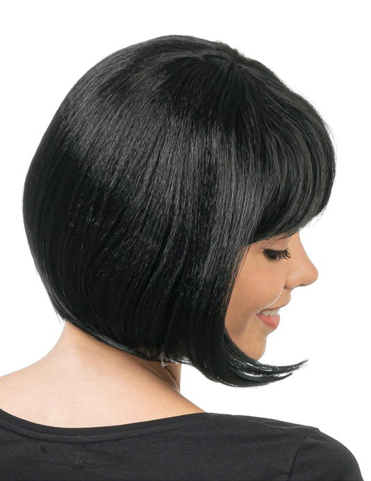 Peruca de corte chanel preta luxo para mulher