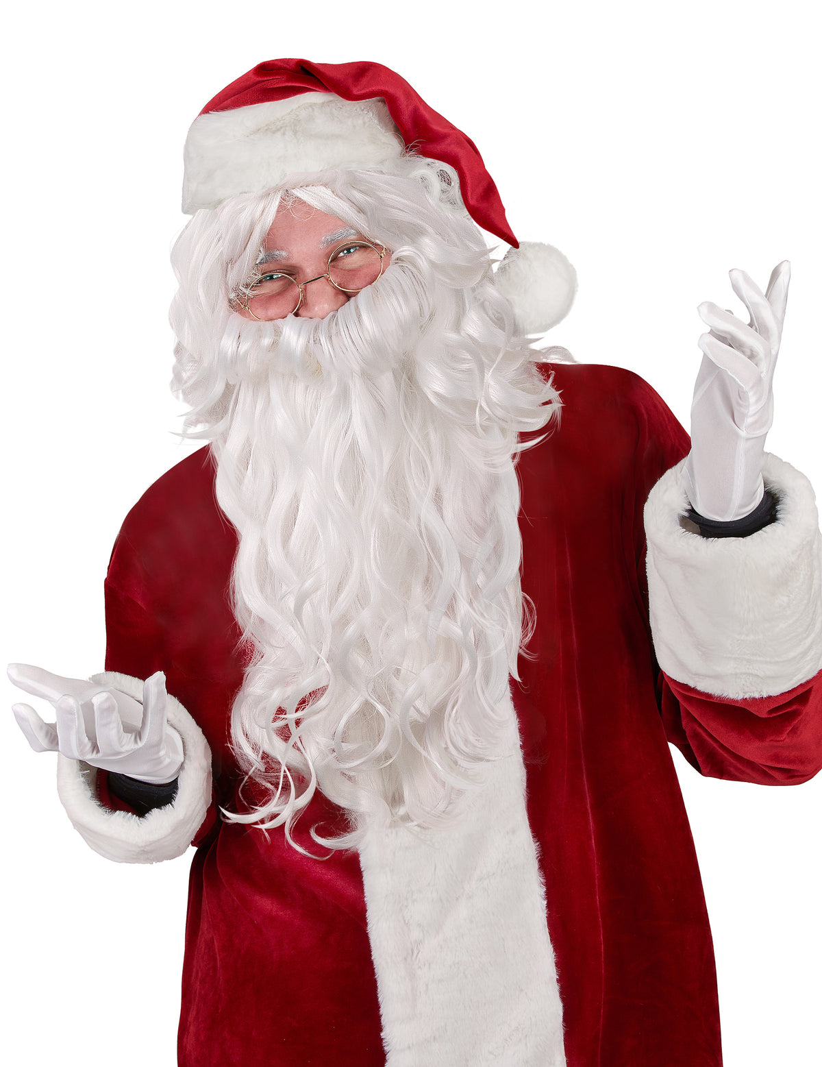 Perruque et barbe de Père Noël pour adulte blanc bouclé