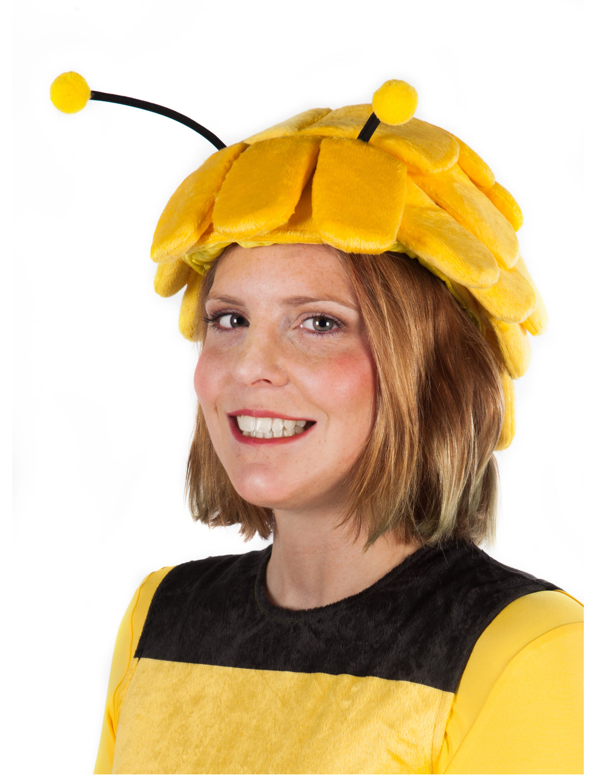 Coiffe Maya l'Abeille pour adulte jaune avec antennes