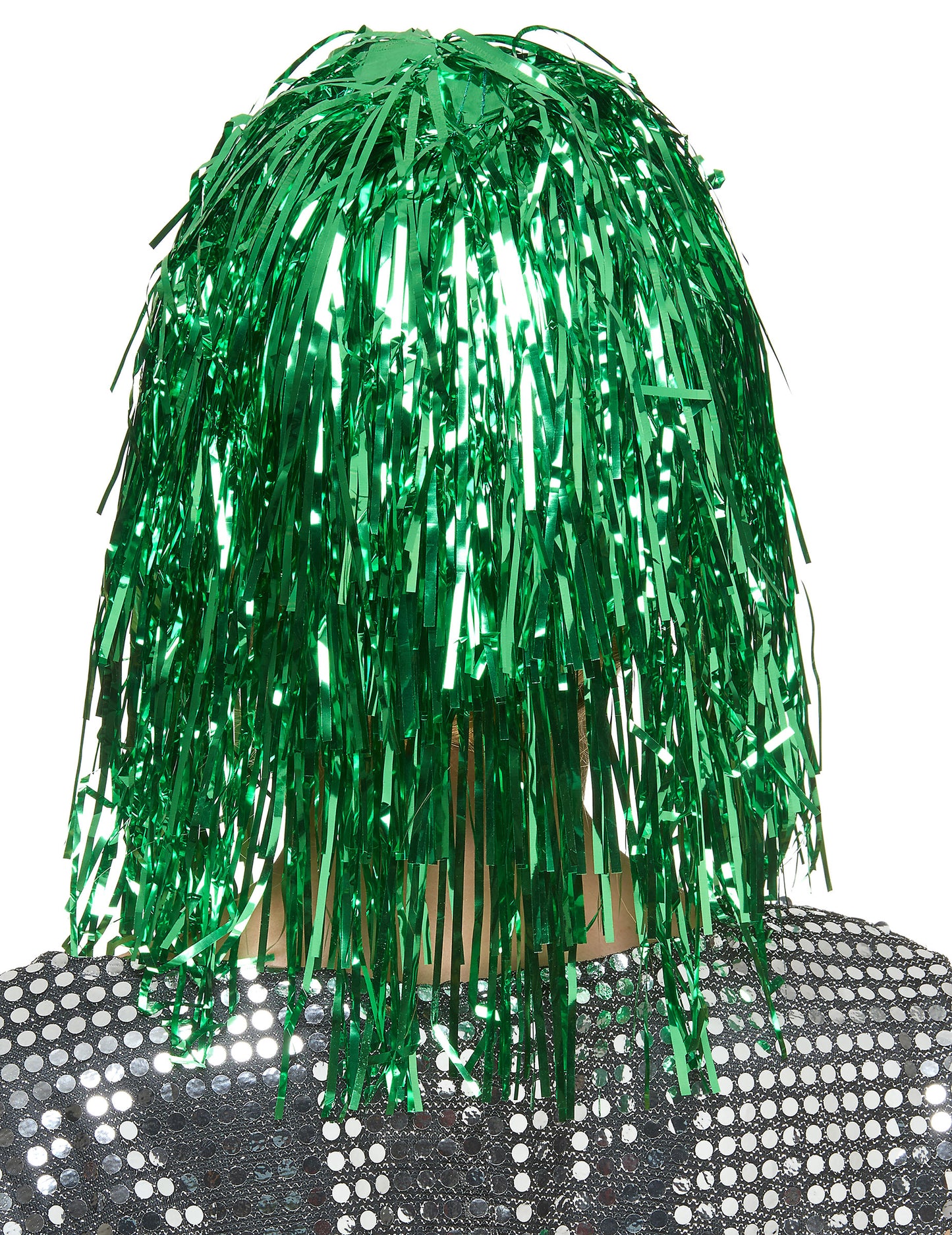 Peruca metálica verde mulher