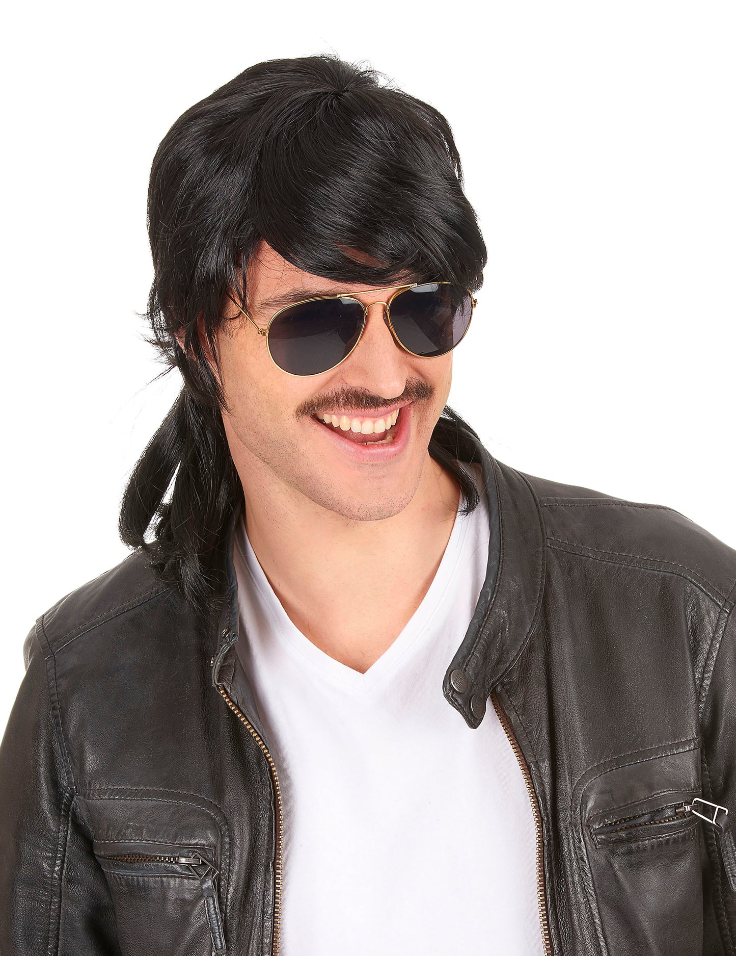 Perruque mulet pour homme noire et raide