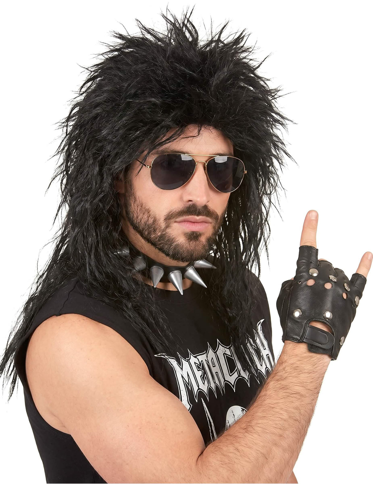 Peruca hard rock para homem Halloween