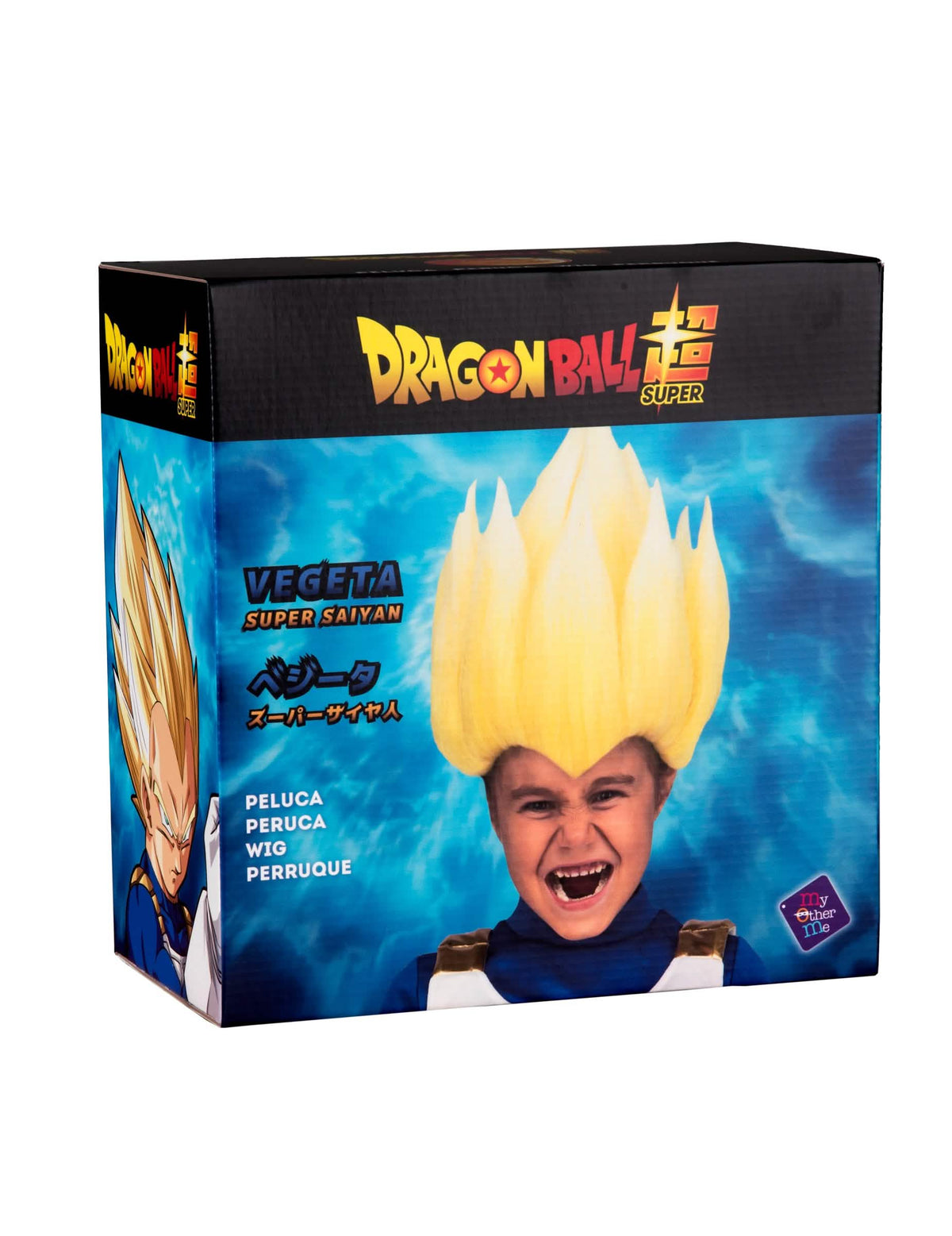 Caixa de embalagem da peruca Super Saiyan Vegeta Dragon Ball para criança