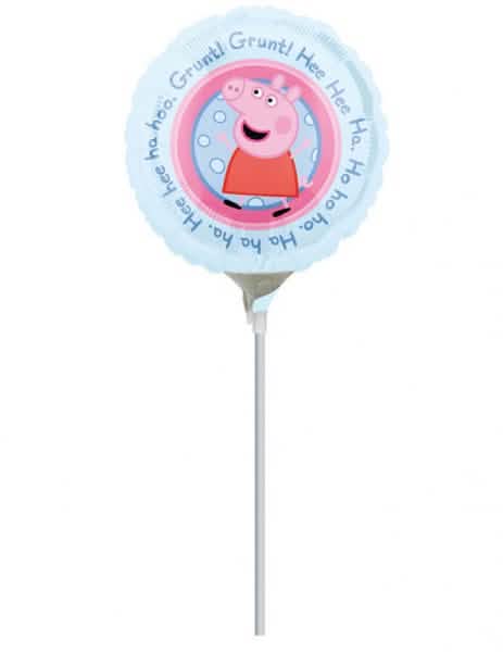Balão de alumínio Peppa Pig para criança azul e cor de rosa sobre haste