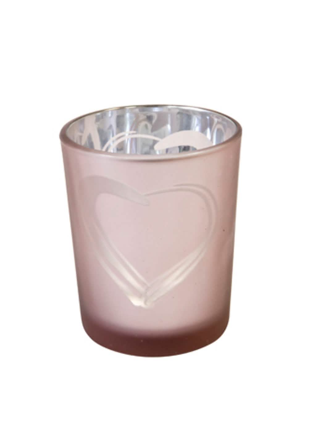 Vela em vidro em forma de coração para decoração de casamento ouro rosa