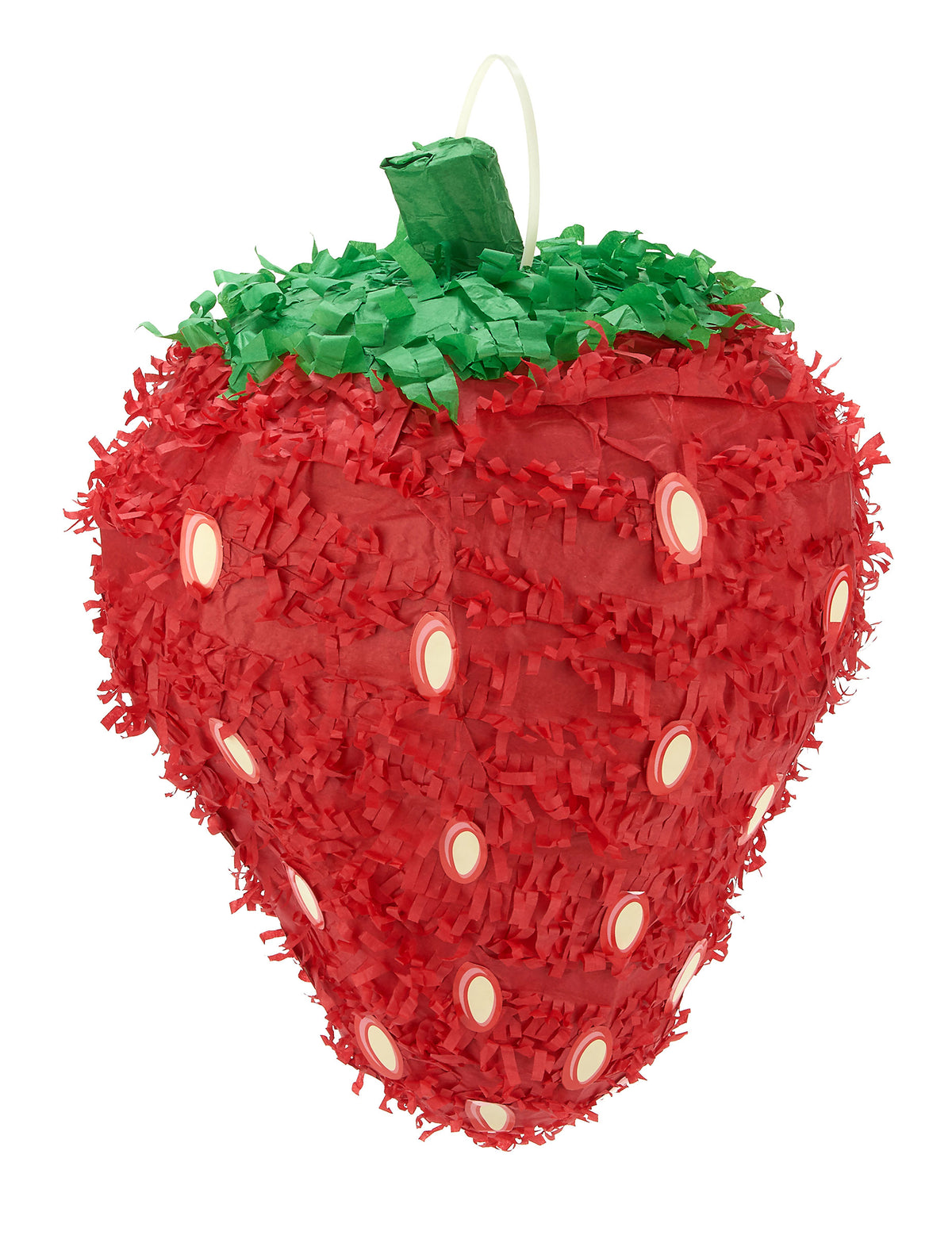 Piñata Morango vermelho e verde com sementes brancas