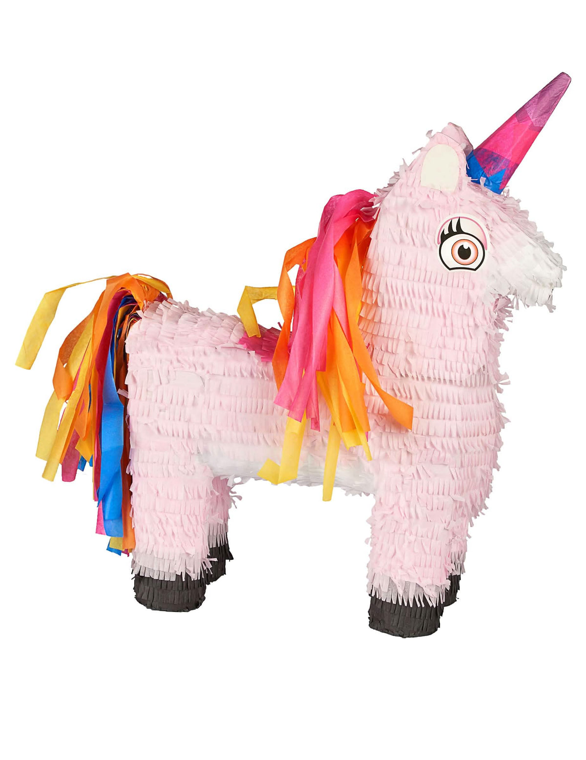 Piñata unicórnio para criança cor de rosa com crina e cauda multicolores