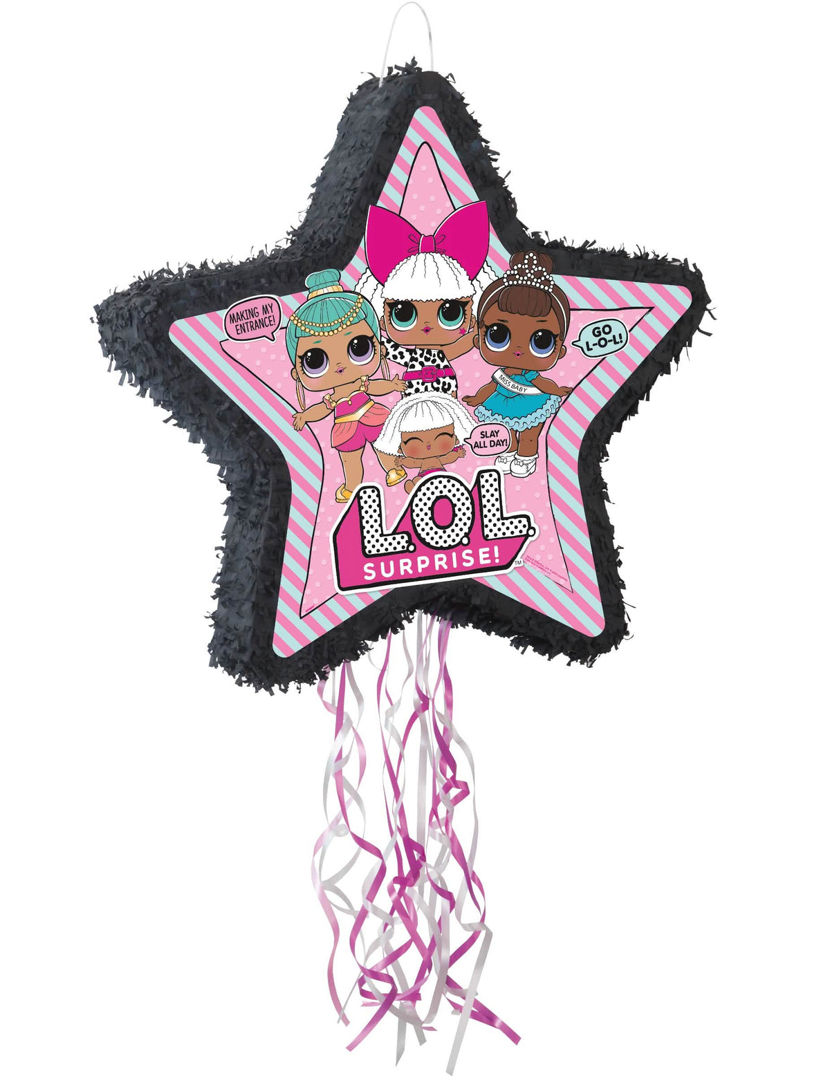 Piñata LOL Surprise™ para criança em forma de estrela preta e cor de rosa