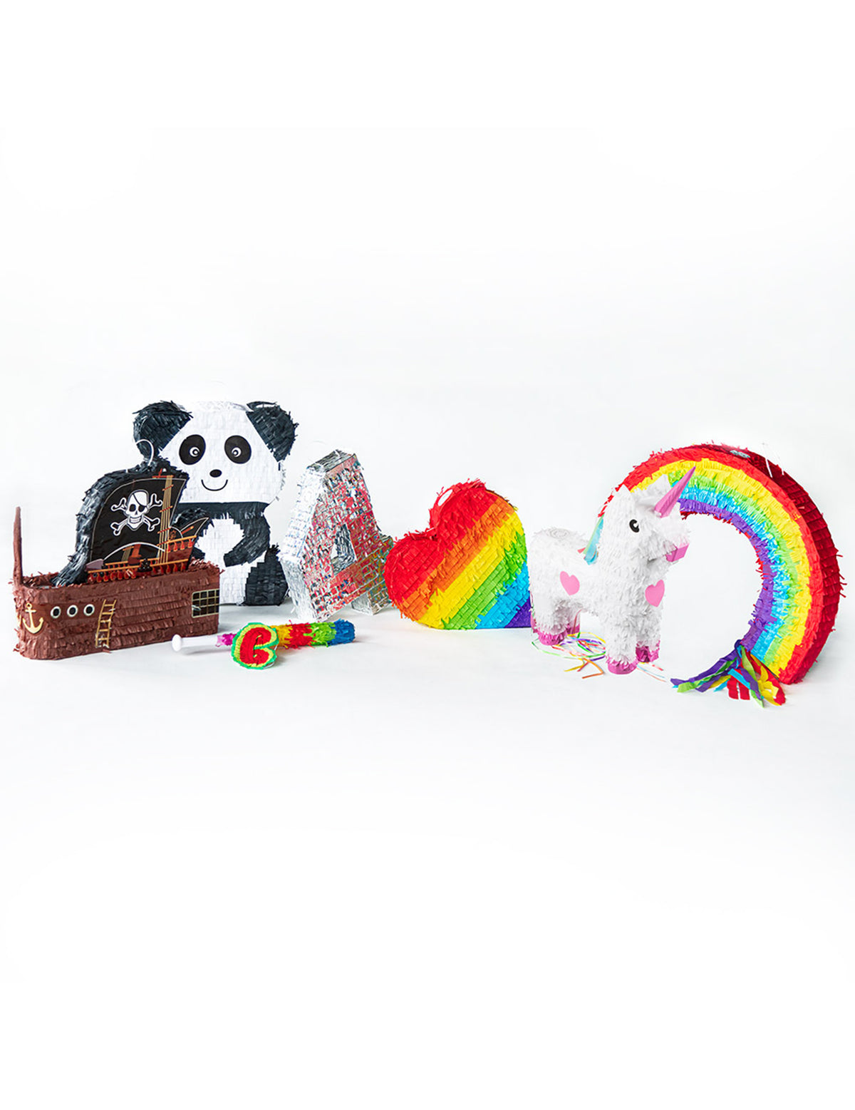 Vue d'ensemble de différents modèles de la piñata panda