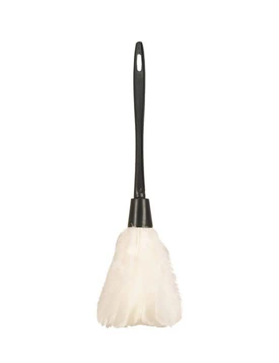 Plumeau de soubrette pour adulte blanc avec plumes et manche noir