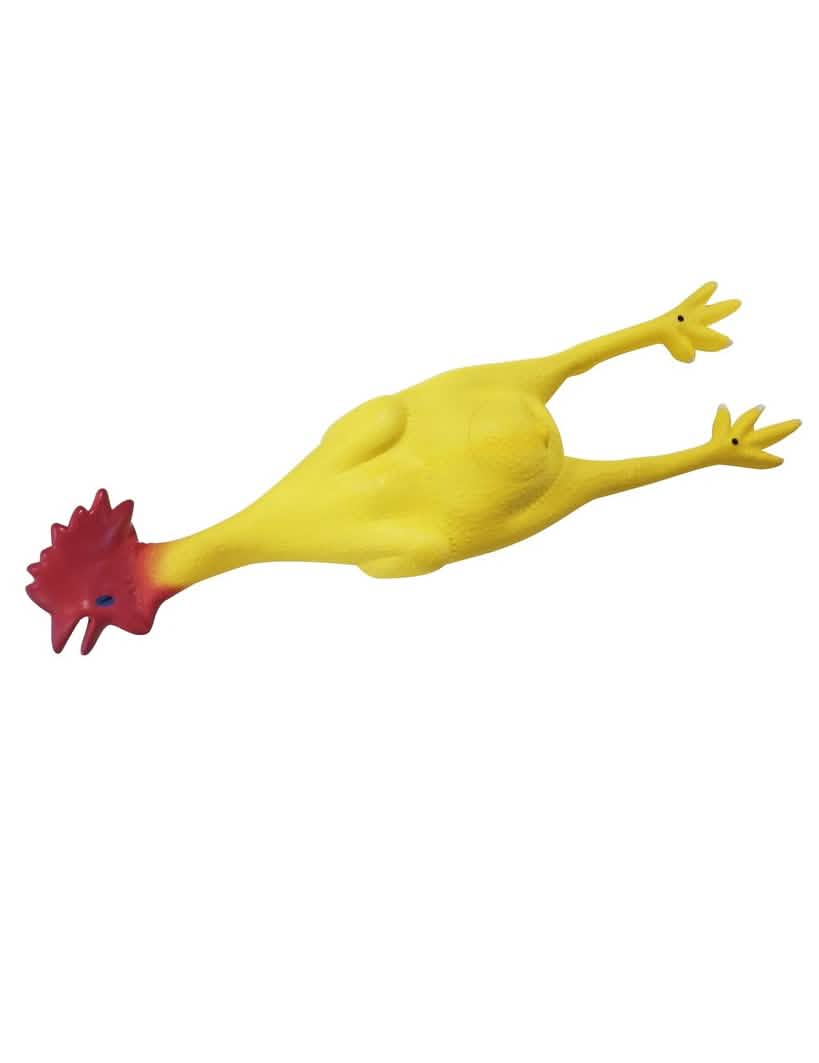 Frango de borracha vermelho e amarelo
